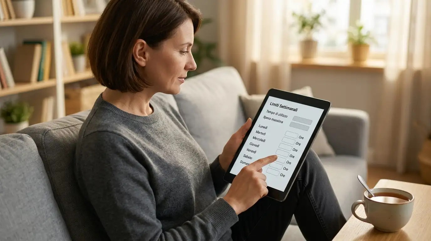 Persona imposta un promemoria di limite settimanale di gioco su tablet