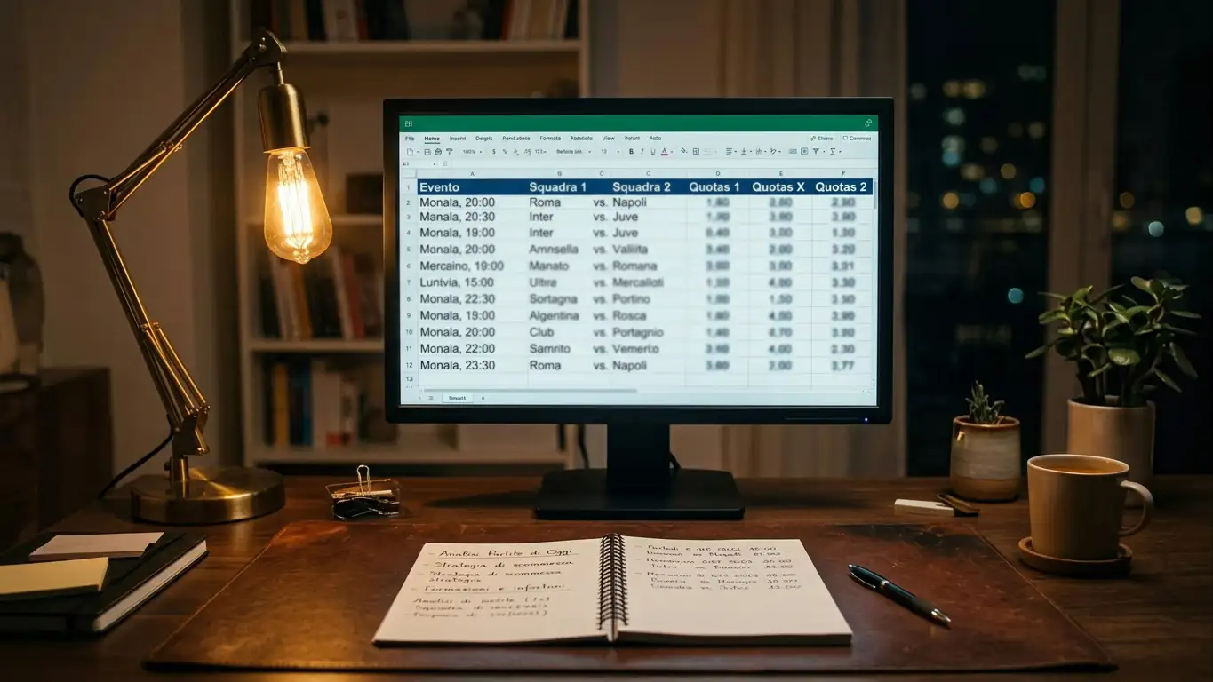 Postazione di analisi payout Premiership rugby con monitor e appunti