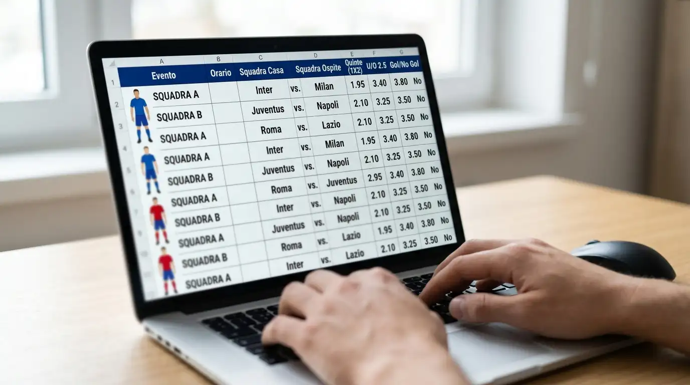 Schermata generica di mercati scommesse rugby URC su laptop