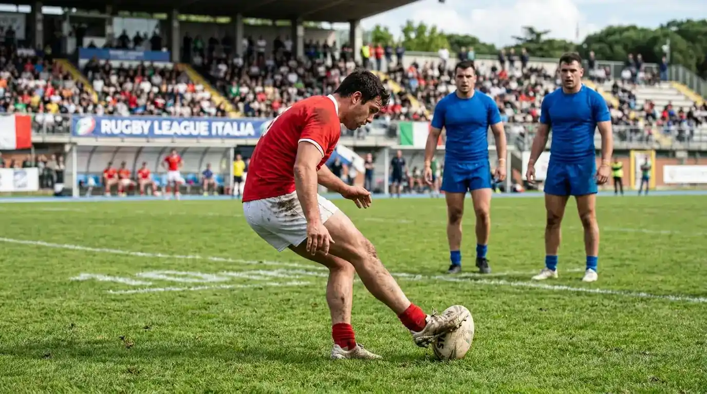 Giocatore di rugby a 13 esegue play-the-ball dopo placcaggio